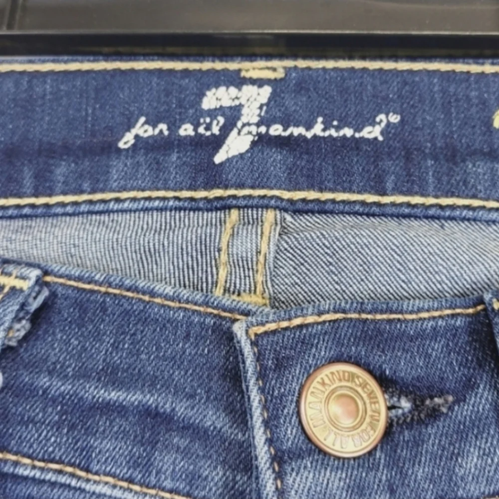 7 FOR ALL MANKIND Blue Jeans The Modern Straght Leg Size 27 Cotton - Picture 4 of 6